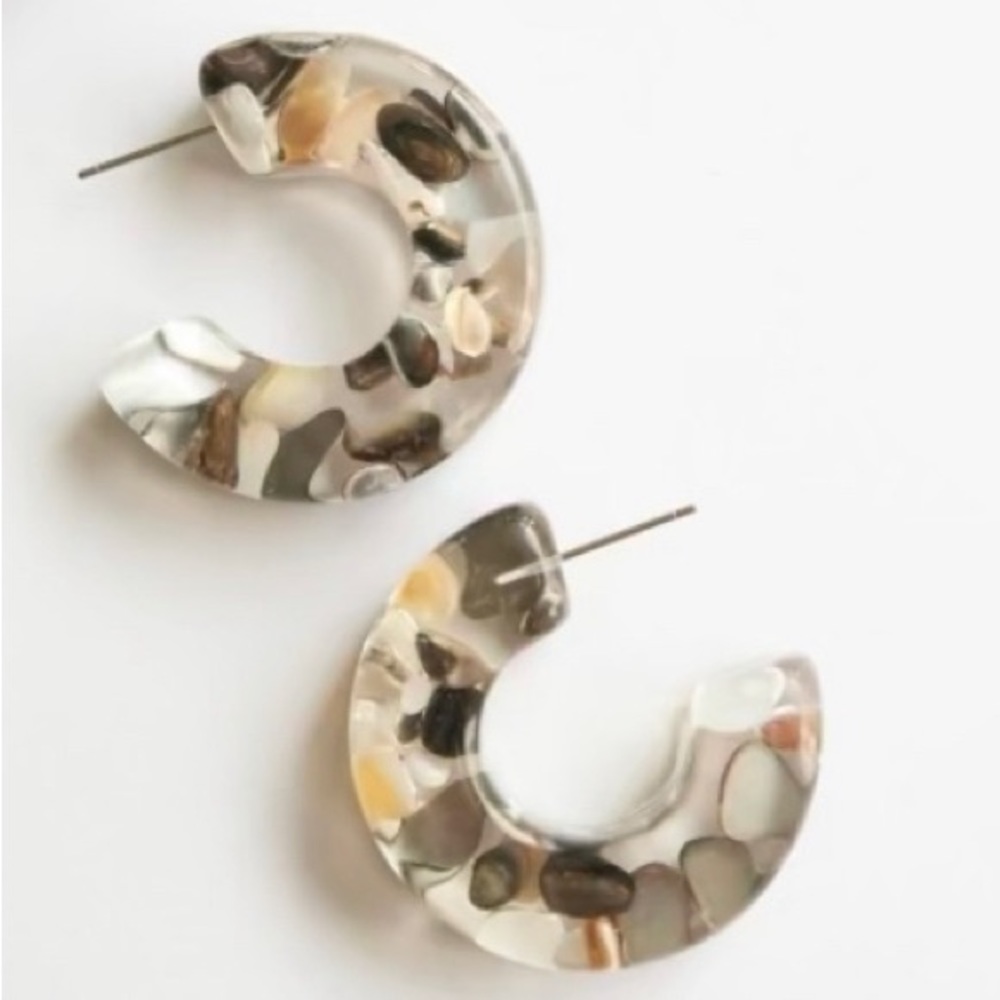 Lucite chunky Hoops Grey